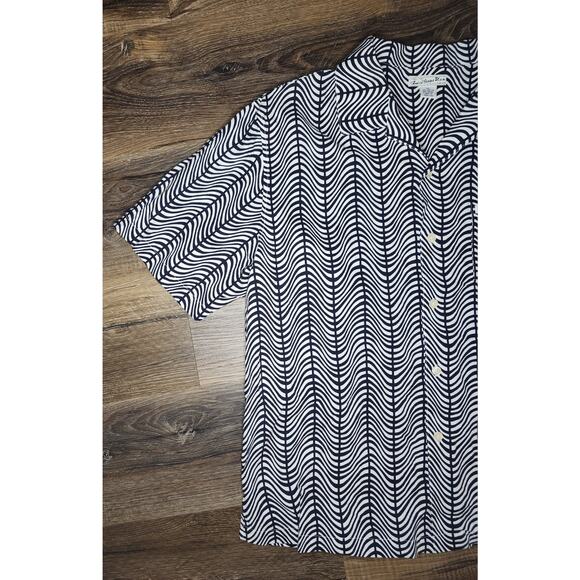 Vintage 90s Guess Jeans USA Men’s Button Up Shirt XL Black White Wavy Stripe Mad - Picture 6 of 16